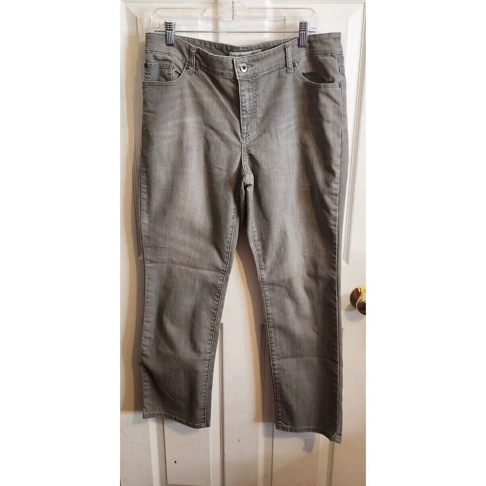 Chicos Jeans Women Sz‎ 2 Short Gray Platinum Denim Distressed Mid Rise  Casual